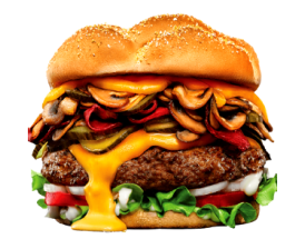 Burger aux champignons et cheddar fondant